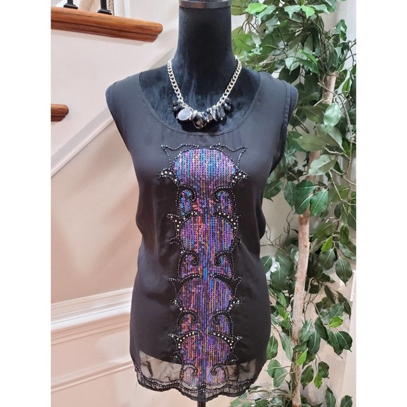 Maurices Women's Black 100% Polyester Round Neck Sleeveless Top Blouse Size 1 - Picture 1 of 12